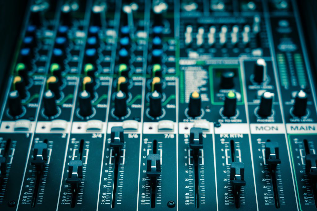 How to find the right creative education - Closeup of audio mixer