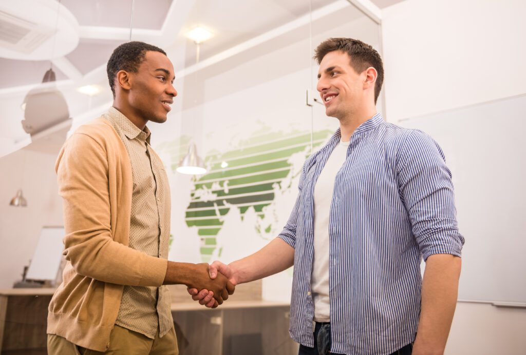 Men shaking hands during introductions